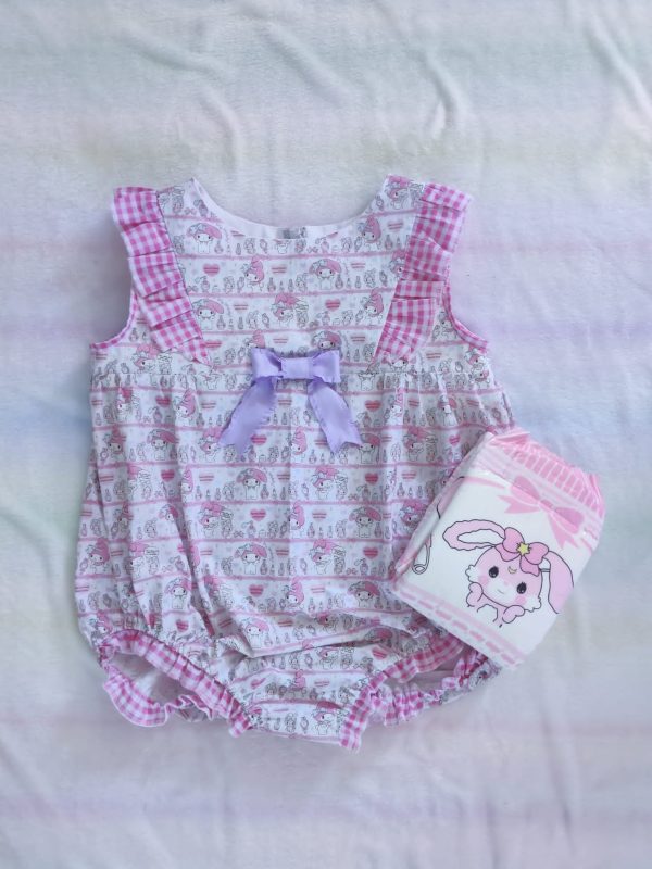 42" pink bunny bubble romper