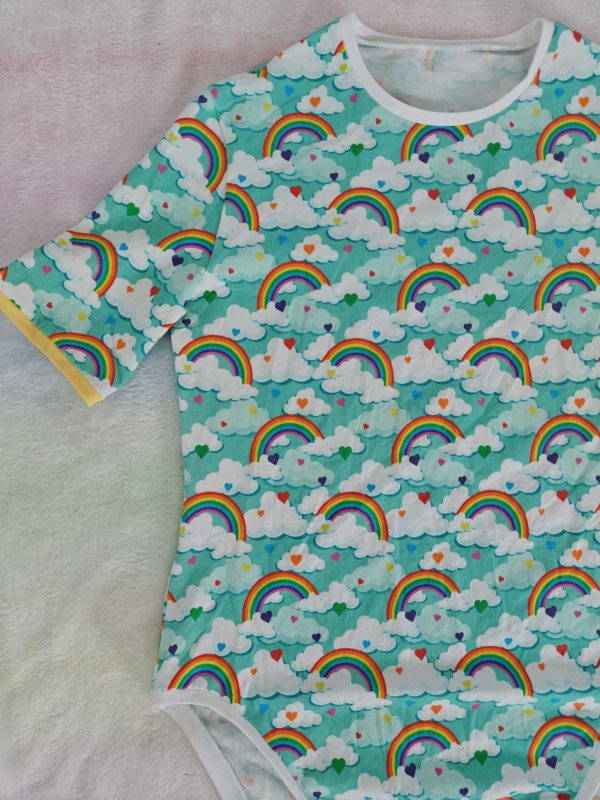 Mint rainbows onesie 38"