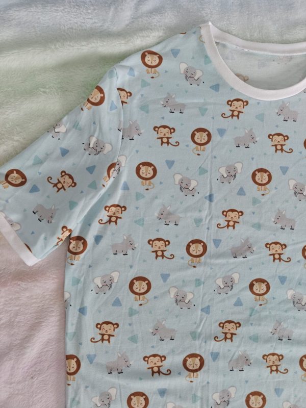 Safari blue onesie 44"