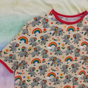 Rainbow elephants onesie 50" large